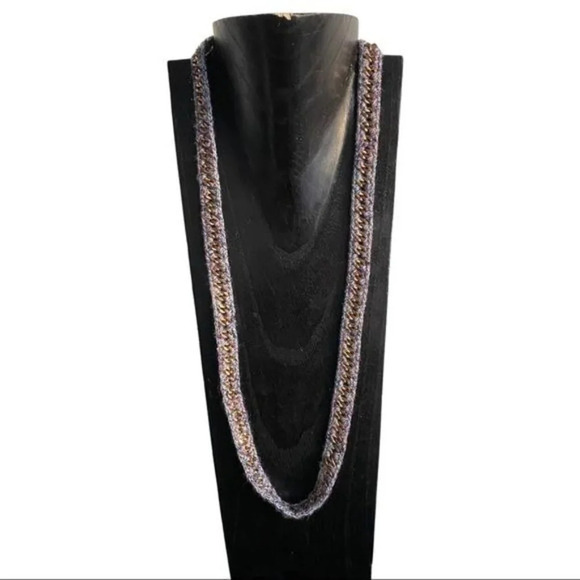 Bohemian Crochet Knit Long Gold Chain Necklace - Picture 1 of 2